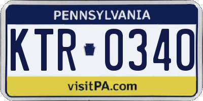 PA license plate KTR0340