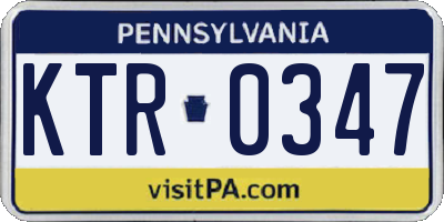 PA license plate KTR0347