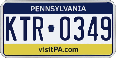 PA license plate KTR0349