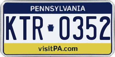 PA license plate KTR0352