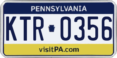 PA license plate KTR0356