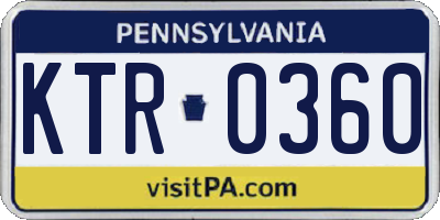 PA license plate KTR0360