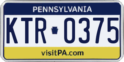 PA license plate KTR0375