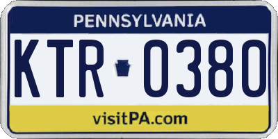 PA license plate KTR0380