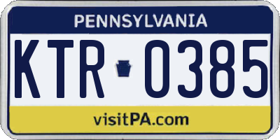 PA license plate KTR0385