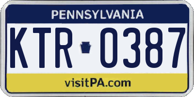 PA license plate KTR0387