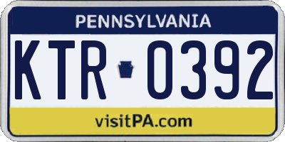 PA license plate KTR0392