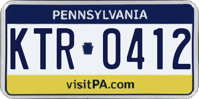 PA license plate KTR0412