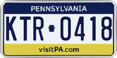 PA license plate KTR0418