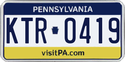 PA license plate KTR0419