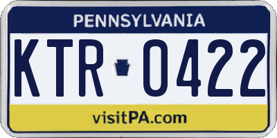 PA license plate KTR0422