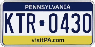 PA license plate KTR0430
