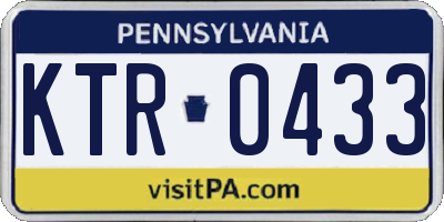 PA license plate KTR0433