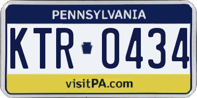 PA license plate KTR0434