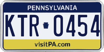 PA license plate KTR0454