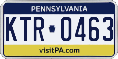 PA license plate KTR0463