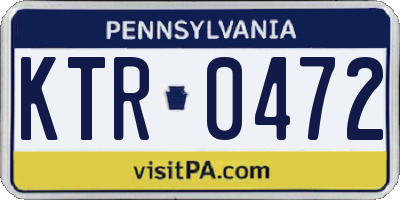 PA license plate KTR0472