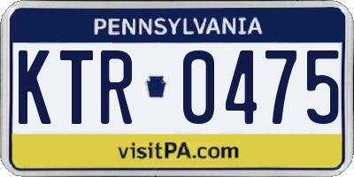 PA license plate KTR0475