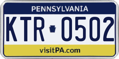 PA license plate KTR0502