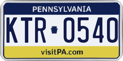 PA license plate KTR0540