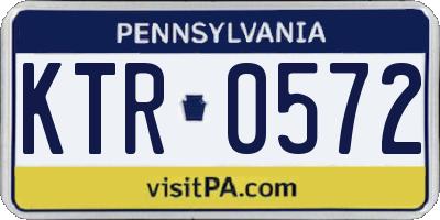 PA license plate KTR0572