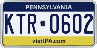 PA license plate KTR0602