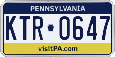 PA license plate KTR0647