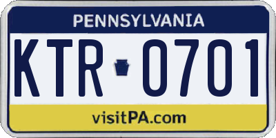 PA license plate KTR0701