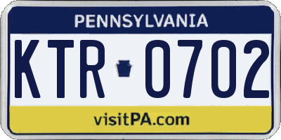 PA license plate KTR0702