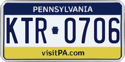 PA license plate KTR0706