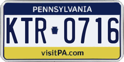 PA license plate KTR0716