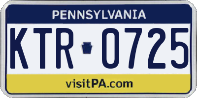 PA license plate KTR0725