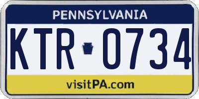 PA license plate KTR0734