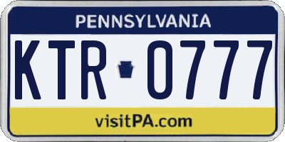 PA license plate KTR0777