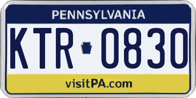 PA license plate KTR0830