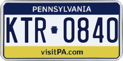 PA license plate KTR0840