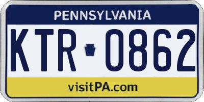PA license plate KTR0862