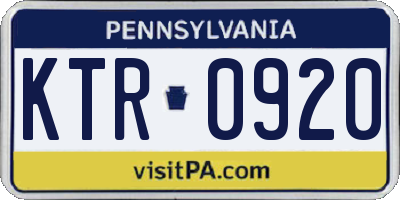PA license plate KTR0920