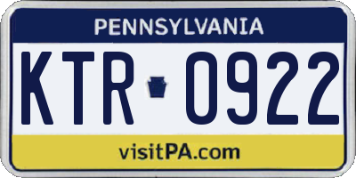 PA license plate KTR0922