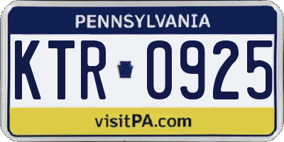 PA license plate KTR0925