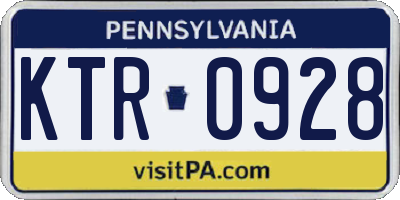 PA license plate KTR0928