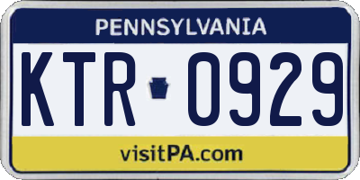 PA license plate KTR0929