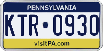 PA license plate KTR0930