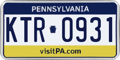 PA license plate KTR0931