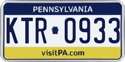 PA license plate KTR0933