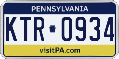PA license plate KTR0934