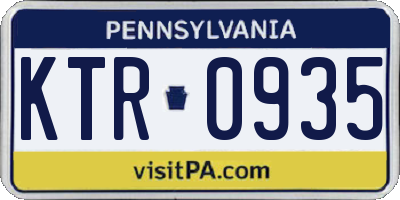 PA license plate KTR0935
