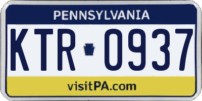 PA license plate KTR0937