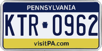 PA license plate KTR0962