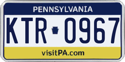 PA license plate KTR0967